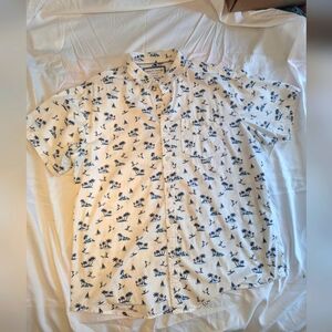 🌴 Free Planet White Men's L Shirt with Tropical Print